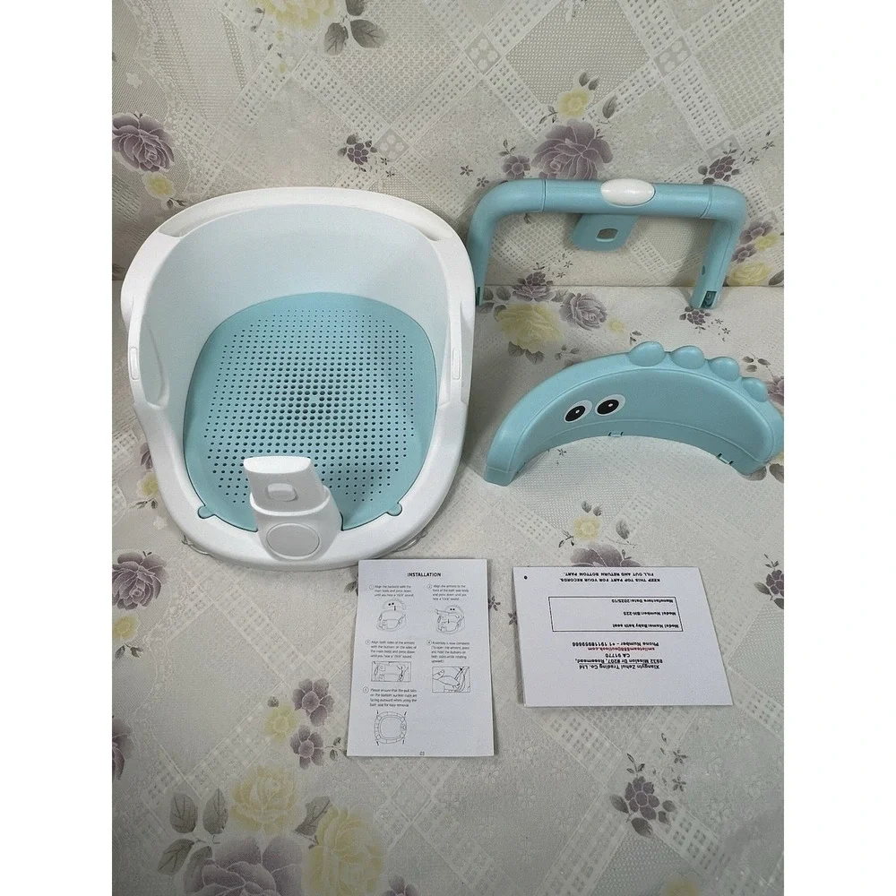 New Baby Bath Seat for Babies 5 Months & Up - Non-Slip Bath Seat for Sitting Blu